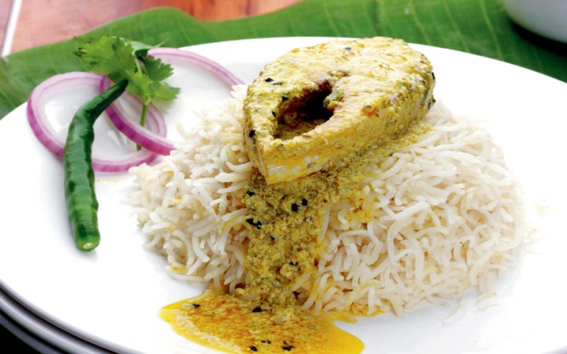 Bengali Panta Ilish Rice with Mustard Hilsa Fish