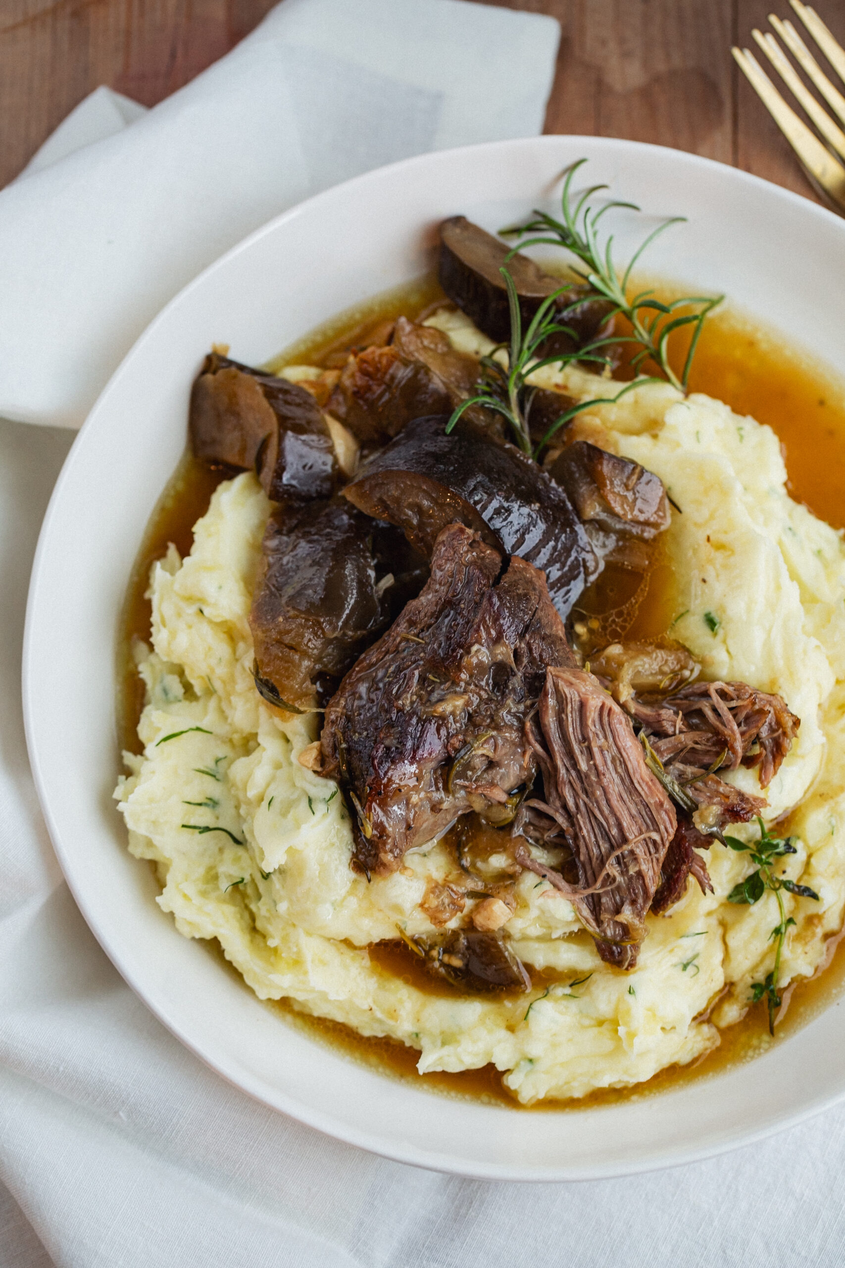 Baked Herb-Rubbed Lamb Shoulder with Charred Eggplant