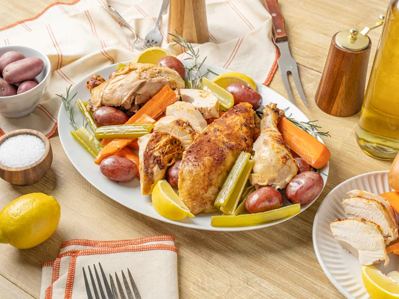 Slow-Roasted Chile and Citrus Chicken with Roasted Vegetables