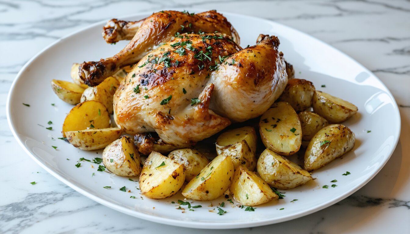 Sheet Pan Herb-Roasted Chicken with Garlic and Potatoes