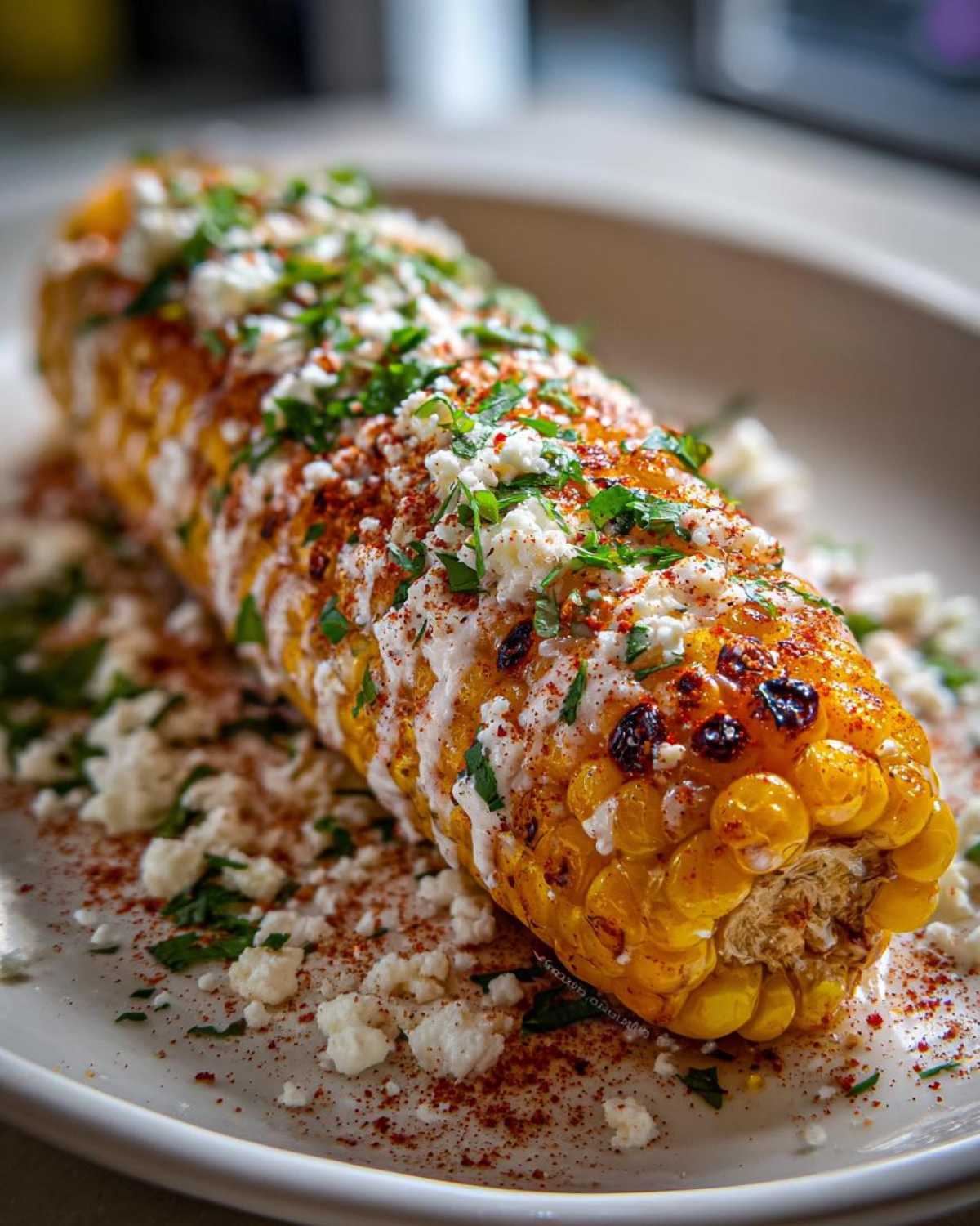 Baked Mexican Street Corn with Cotija and Chili Powder