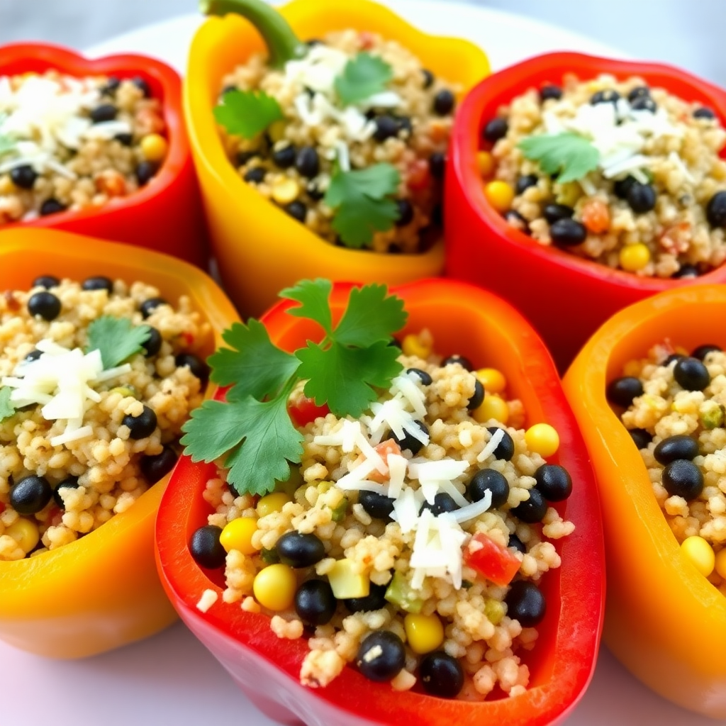 Spiced Vegetarian Stuffed Bell Peppers with Black Beans and Quinoa