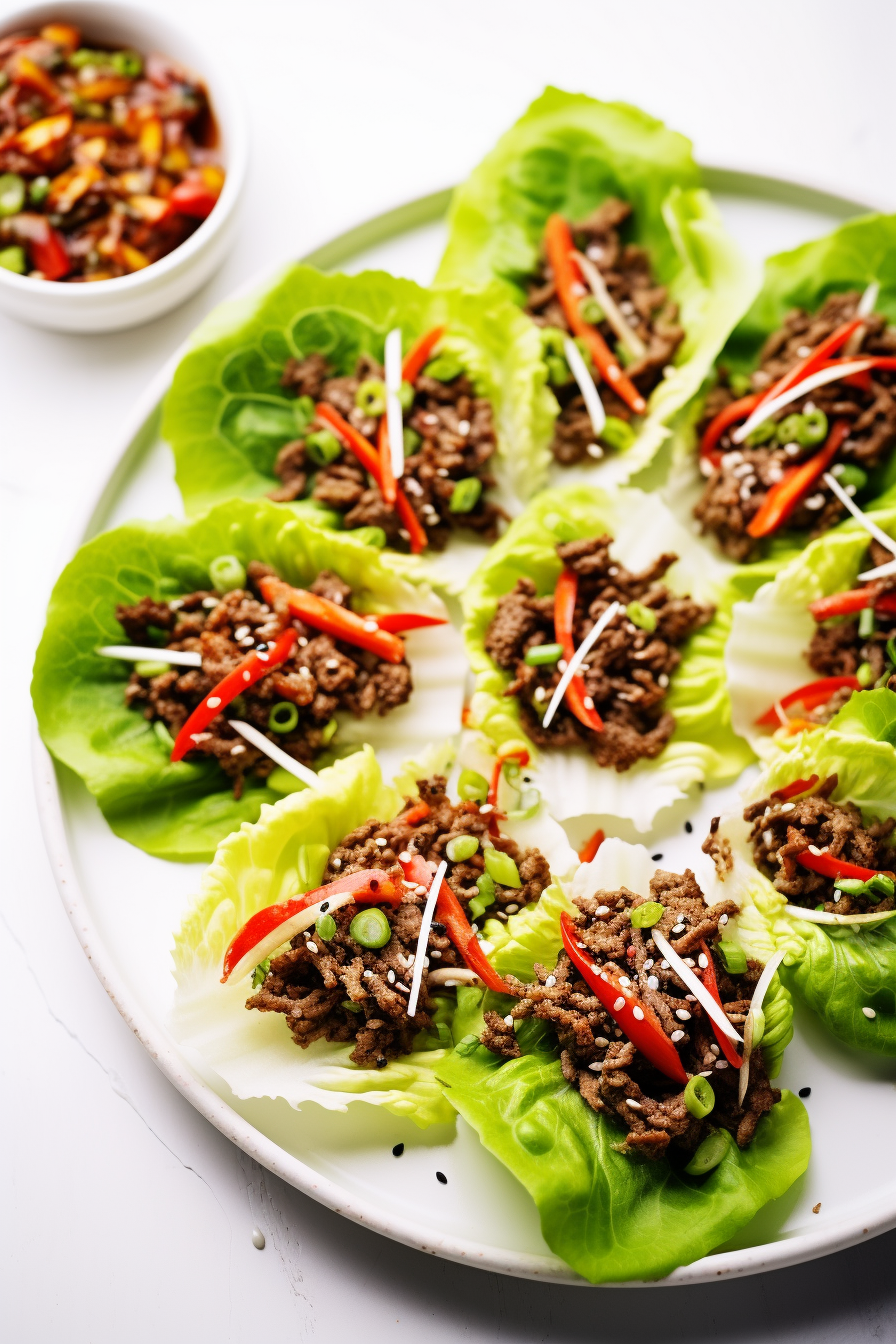 Keto Beef Lettuce Wraps with Spicy Peanut Sauce