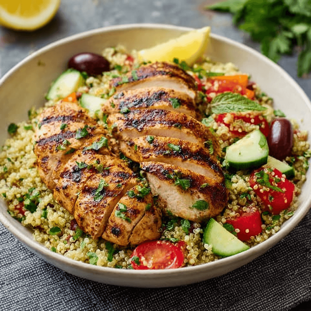 Grilled Citrus-Marinated Chicken with Spiced Quinoa Salad