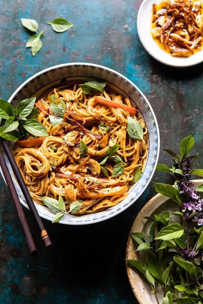 One-Pot Spicy Peanut Noodles with Vegetables