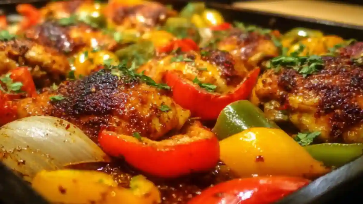 Hidden Chili Sheet Pan Chicken with Roasted Bell Peppers