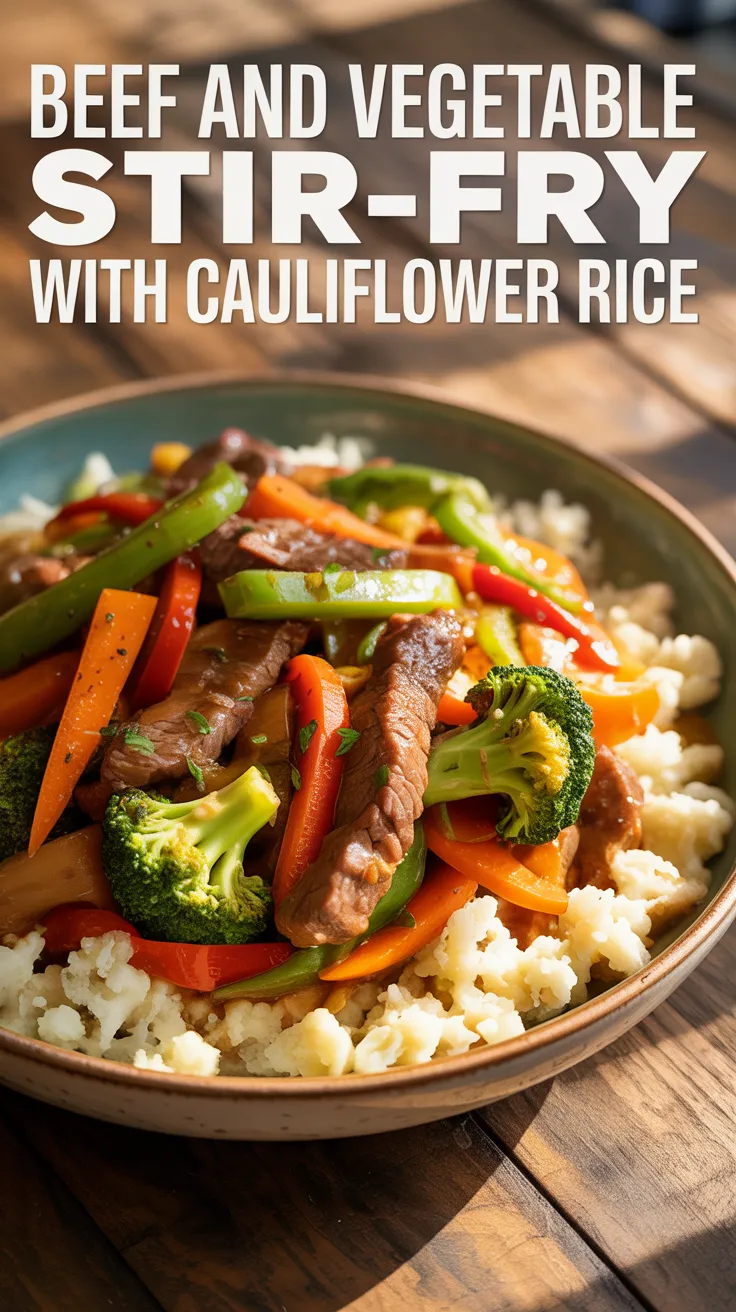 Cauliflower Rice Stir-Fry with Ground Beef and Bell Pepper