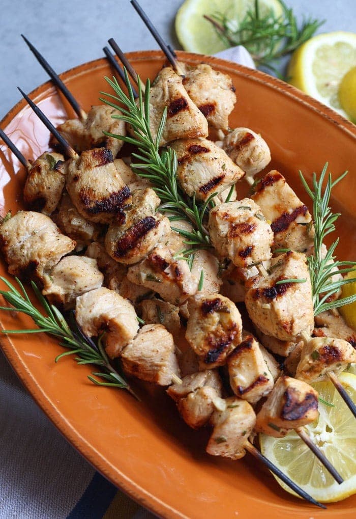 Charcoal-Grilled Blood Orange and Rosemary Chicken Skewers