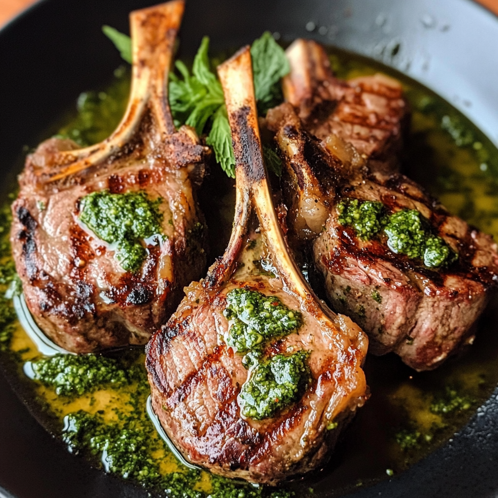 Grilled Lamb Chops with Mint Pesto