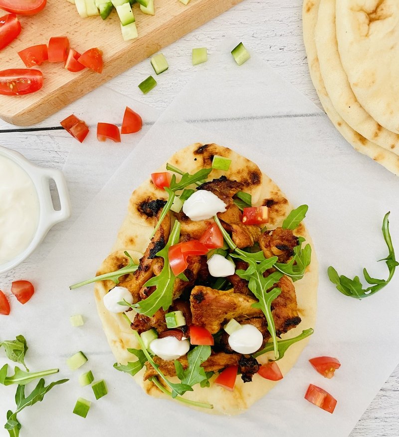 Sheet Pan Chicken Shawarma with Garlic Yogurt Sauce
