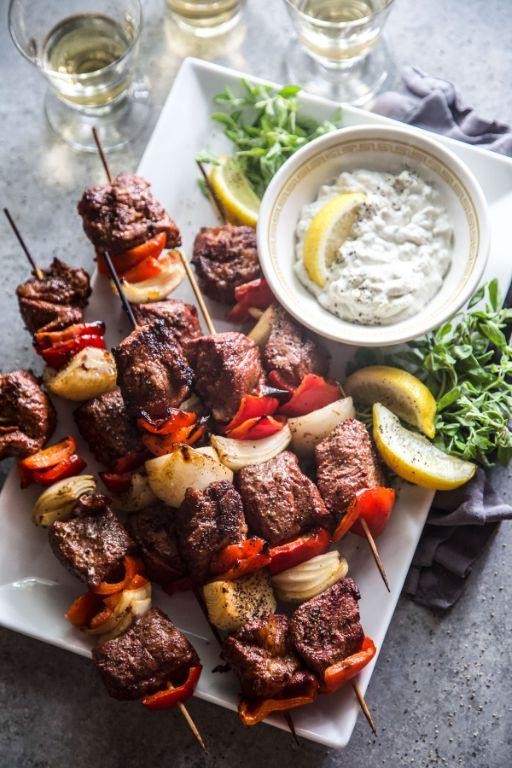 Grilled Beef Shawarma Skewers with Tahini Drizzle