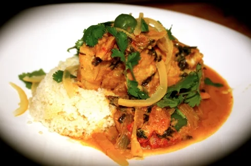 Strait of Hormuz Spiced Fish Tagine with Preserved Lemon and Olives