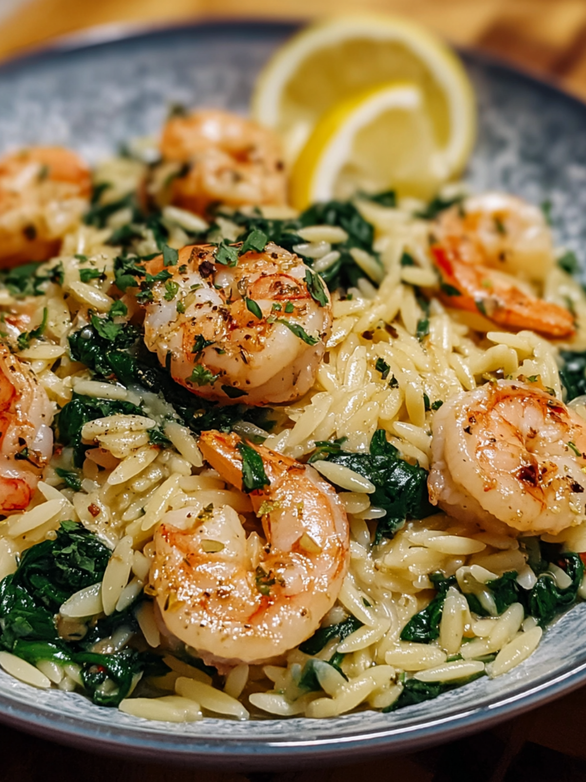 Stovetop Lemon-Garlic Shrimp with Spinach and Orzo