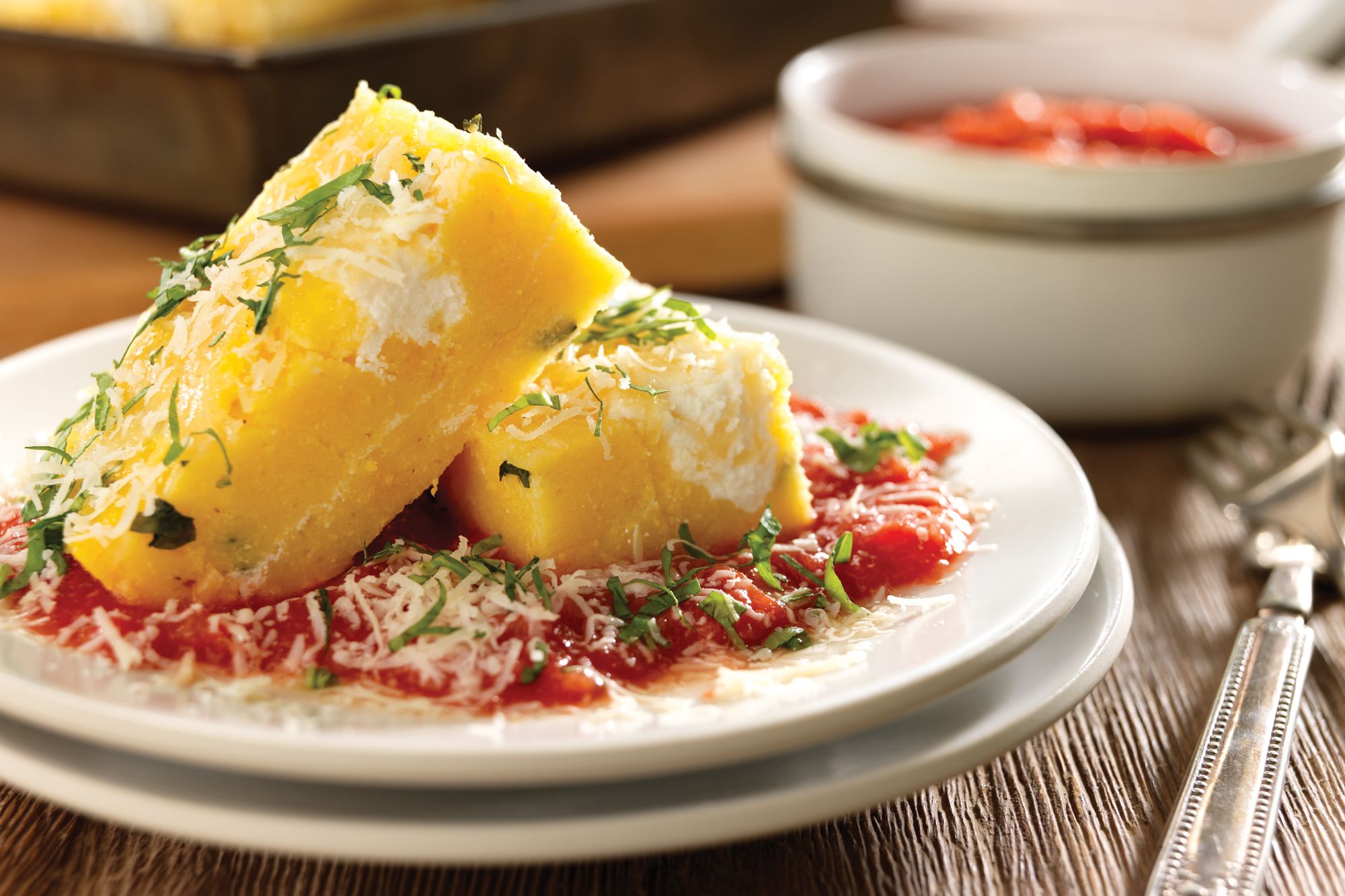 Baked Italian Polenta with Tomato and Basil