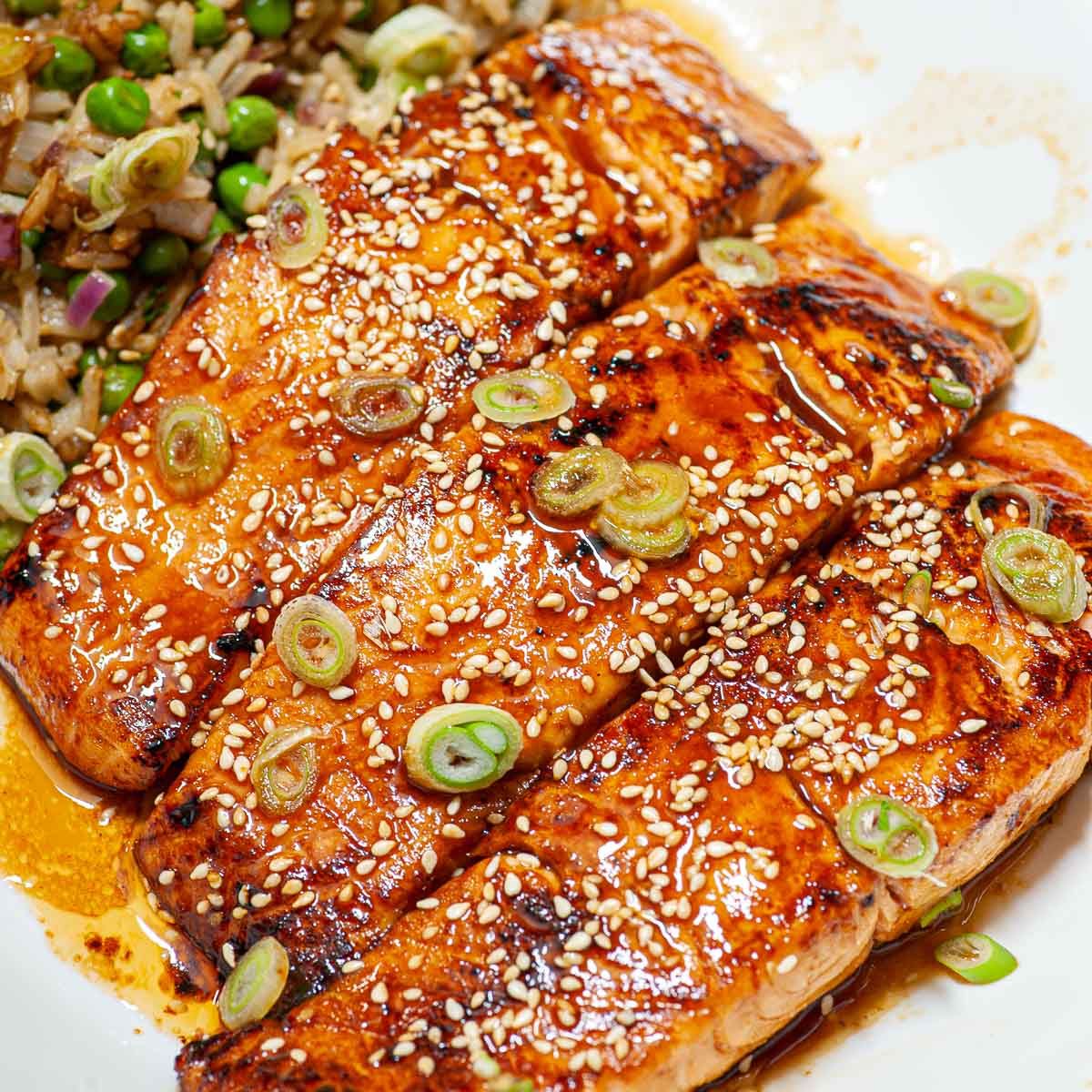 Honey-Sesame Glazed Salmon with Roasted Eggplant and Tahini Sauce