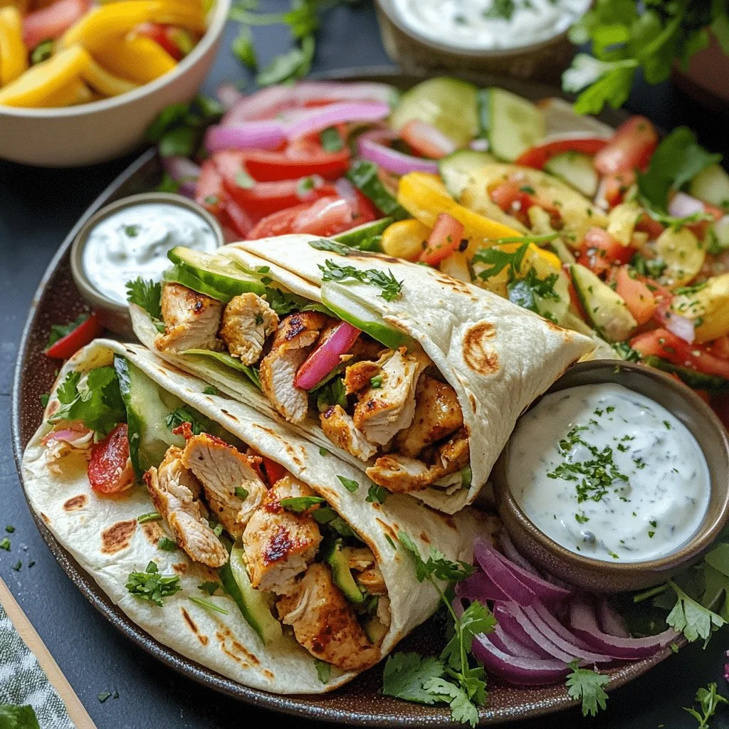 Za'atar-Spiced Chicken Shawarma Wraps with Garlic Yogurt Sauce