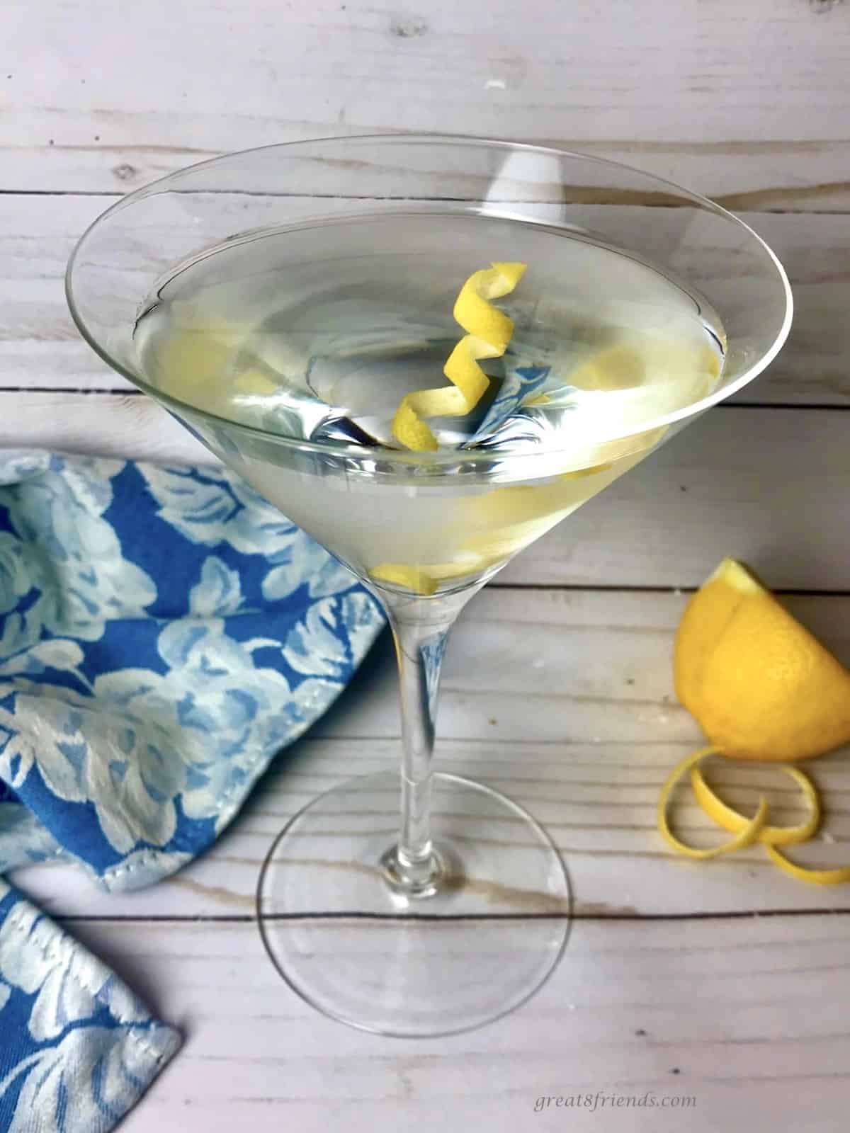 Classic Stirred Gin Martini with Lemon Twist