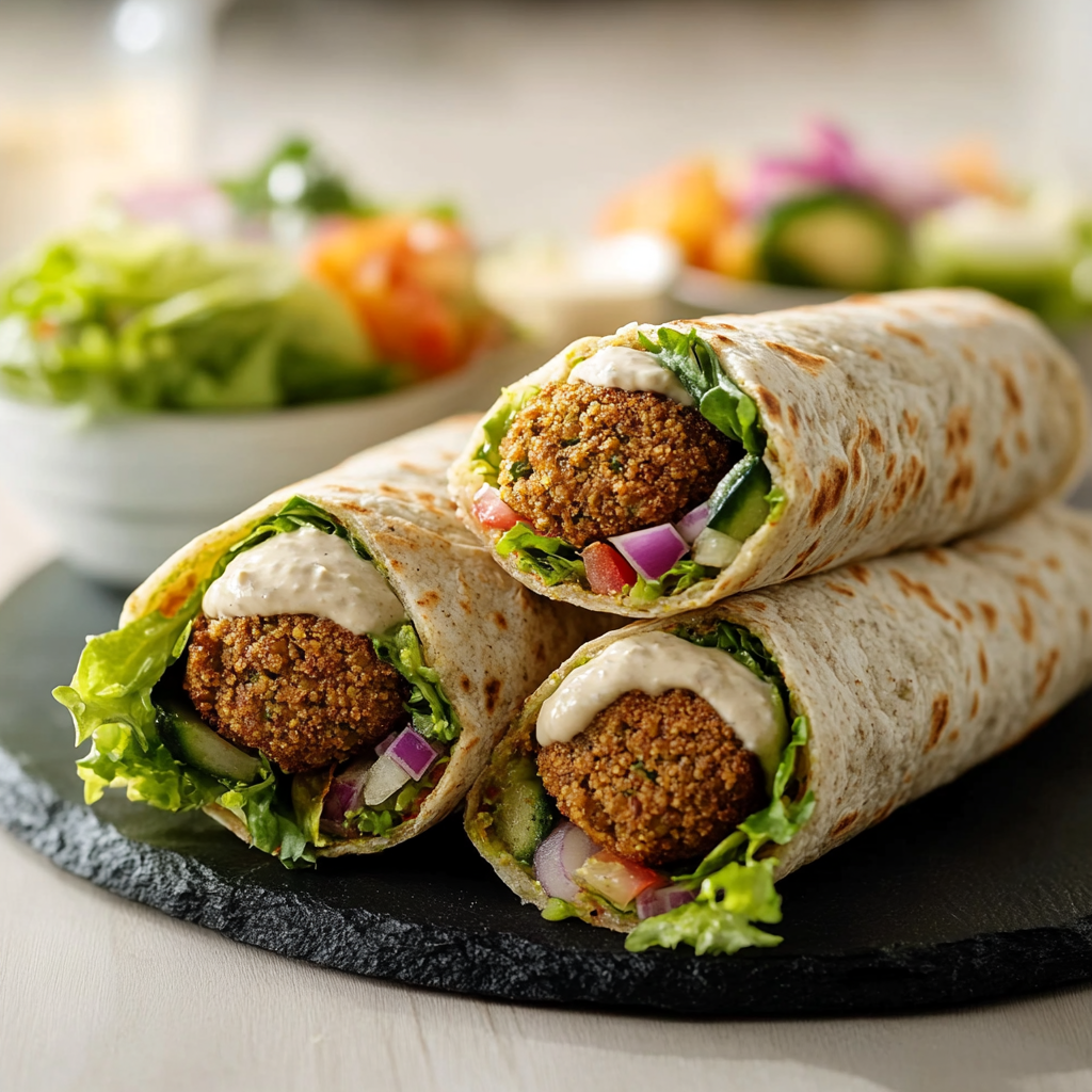 Grilled Falafel Shawarma Wrap with Tahini Dressing