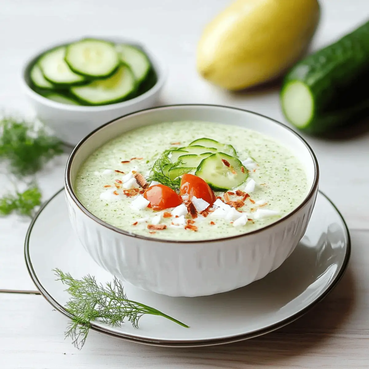 Chilled Coconut Cucumber Soup with Lime and Mint