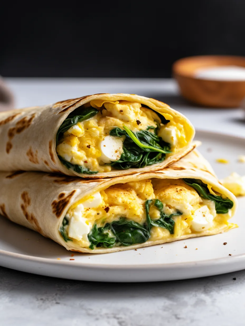 Pan-Fried Egg and Spinach Breakfast Wrap