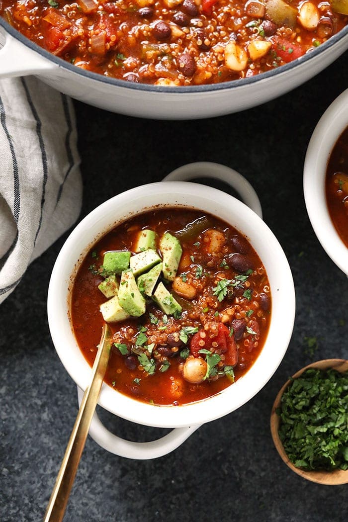 One-Pot Mexican Black Bean and Quinoa Chili