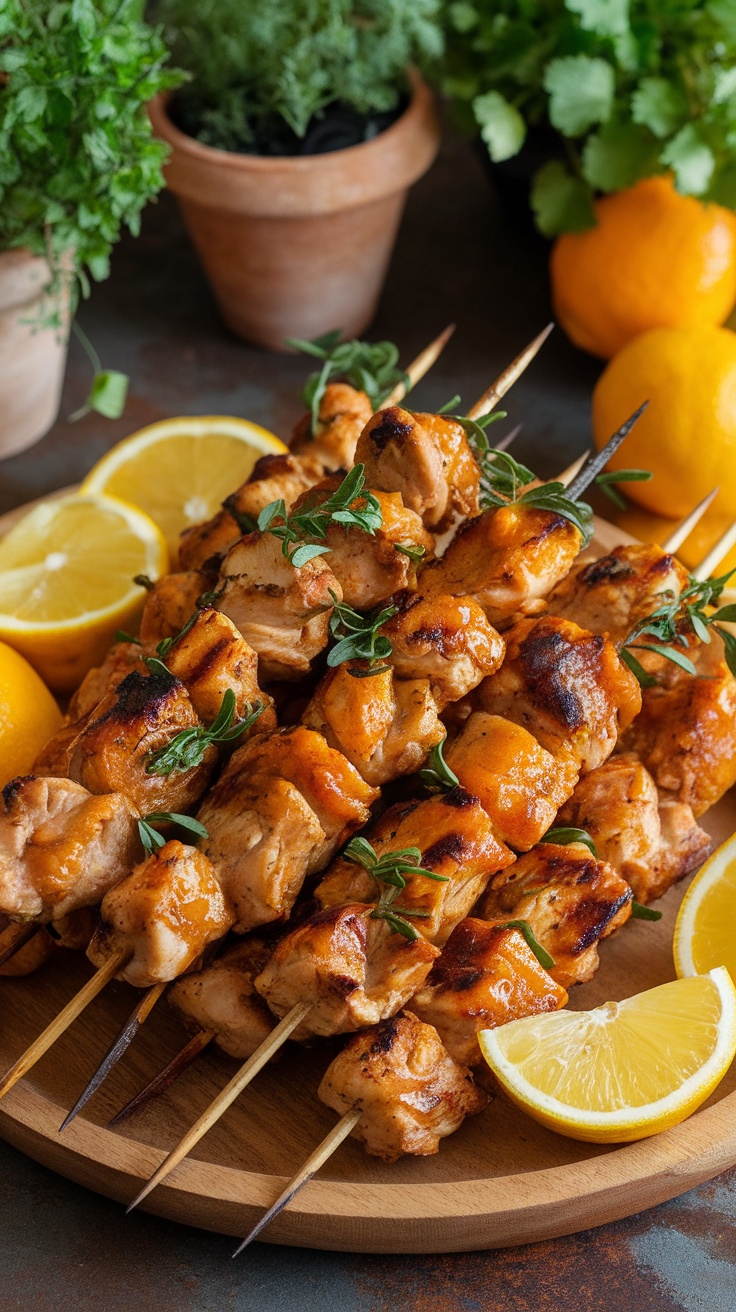 Herbed Citrus Chicken Skewers with Yogurt Dip