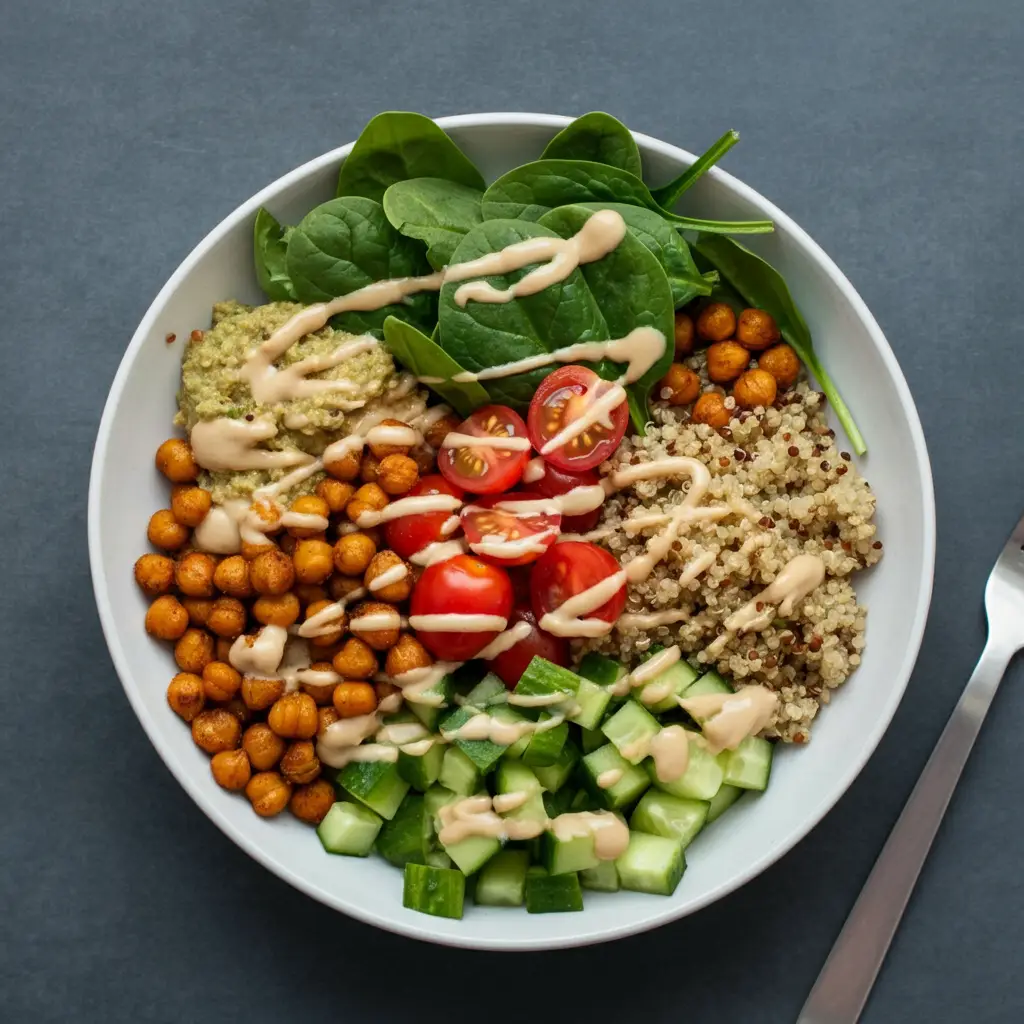 Oven-Roasted Chickpeas and Quinoa High-Fiber Bowl