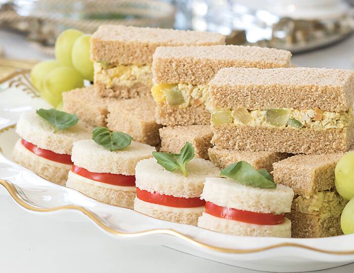 Curried Chicken Salad Tea Sandwiches with Grapes