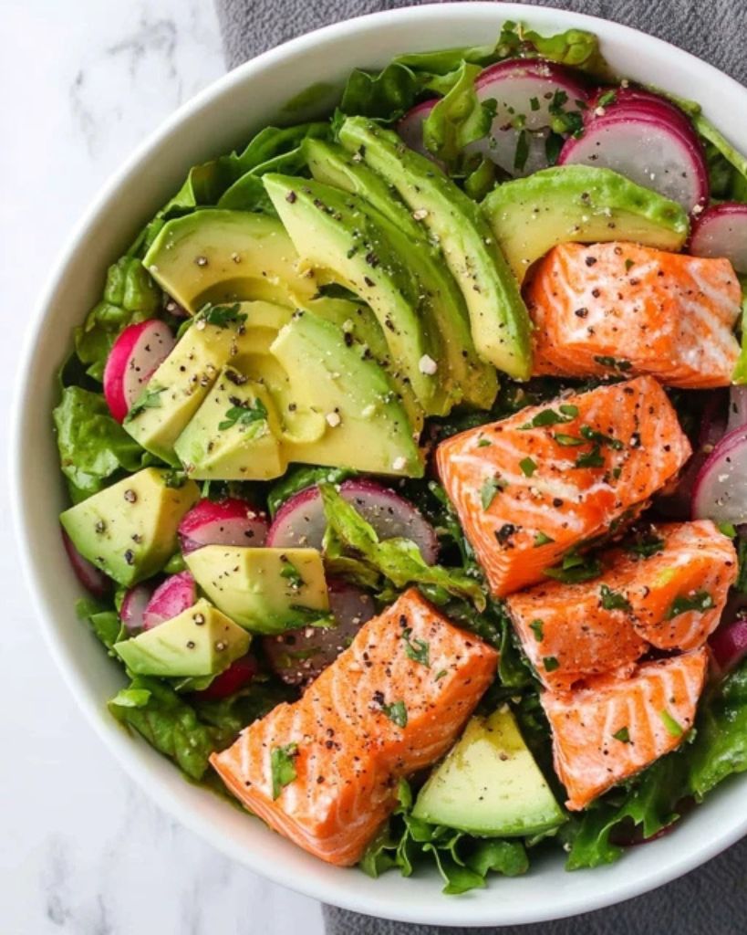 Salmon & Avocado Salad with Lemon-Dill Dressing