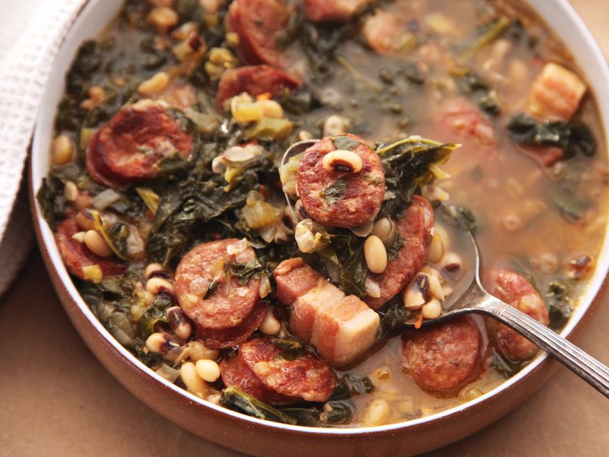 Black-Eyed Pea and Collard Green Stew with Andouille Sausage