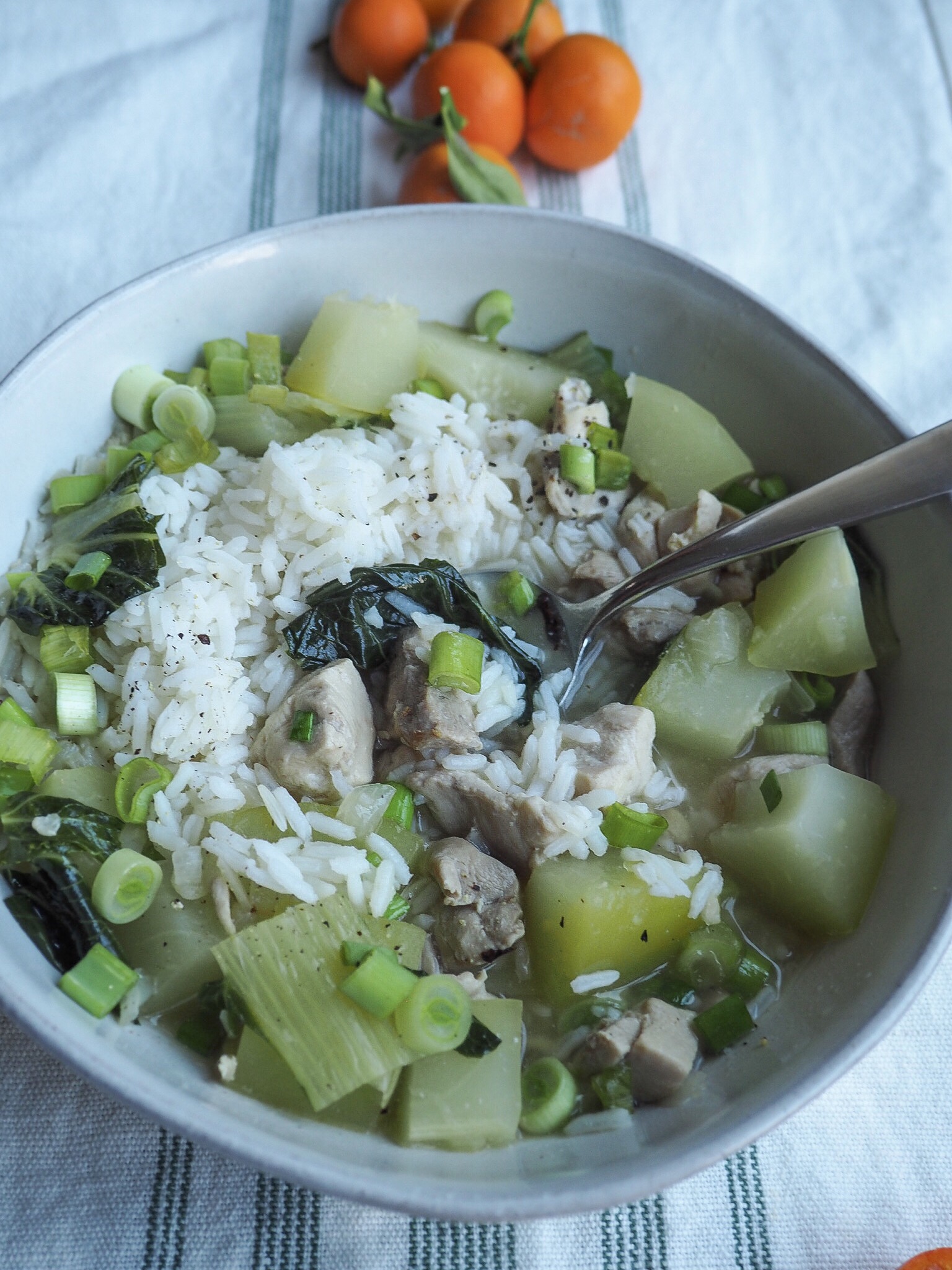 Garlic-Simmered Chicken Tinola with Green Papaya