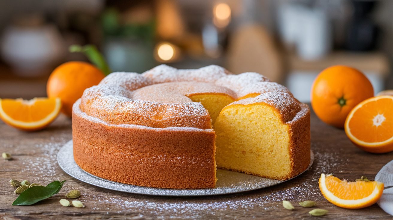 Orange Cardamom Polenta Cake with Whipped Mascarpone