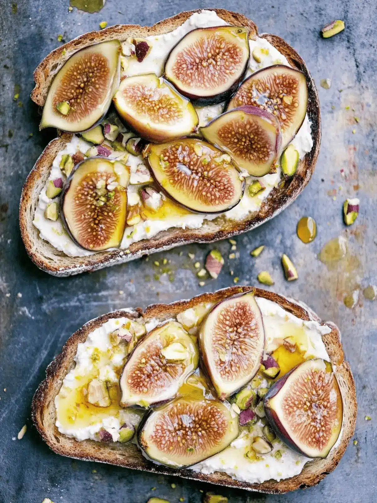Spiced Pistachio and Ricotta Toast with Honey Drizzle