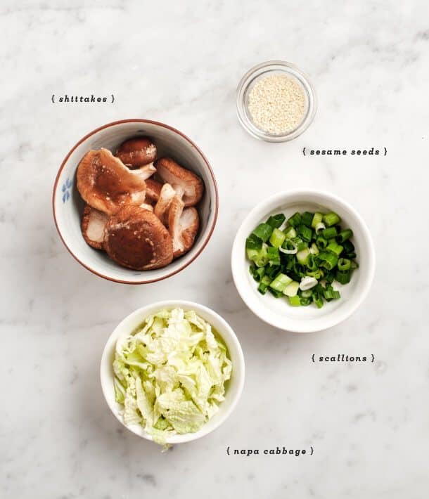 Sautéed Shiitake and Spinach Rice Bowl with Sesame Soy Dressing