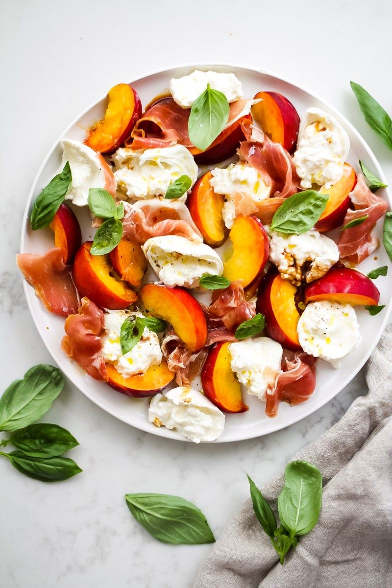Peach & Burrata Salad with Honey-Lime Arugula