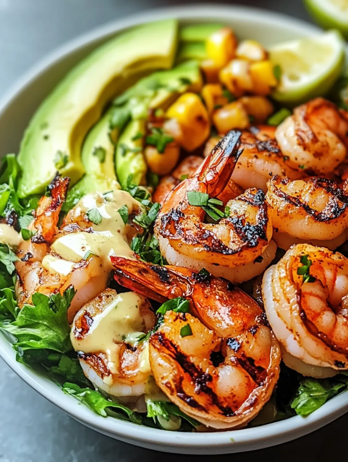 Grilled Lemon-Herb Shrimp Bowls with Avocado
