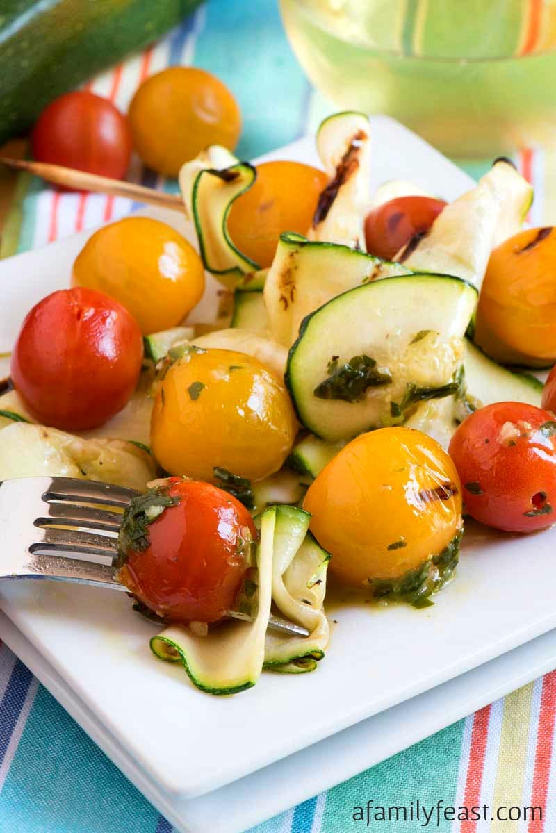 Grilled Zucchini & Cherry Tomato Skewers with Lemon-Herb Glaze