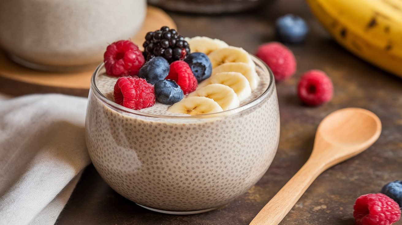 No-Bake Vegan Chia Pudding with Fresh Berries