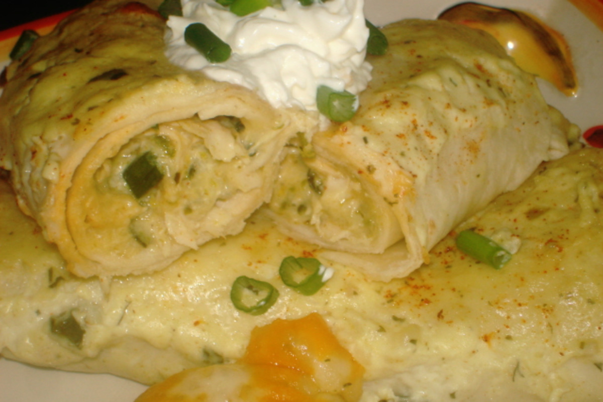 Slow-Simmered Chicken Enchiladas with Roasted Poblano Sauce