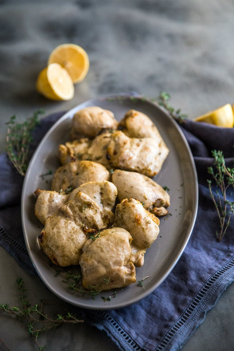Grilled Citrus-Brined Chicken Thighs with Garlic and Thyme