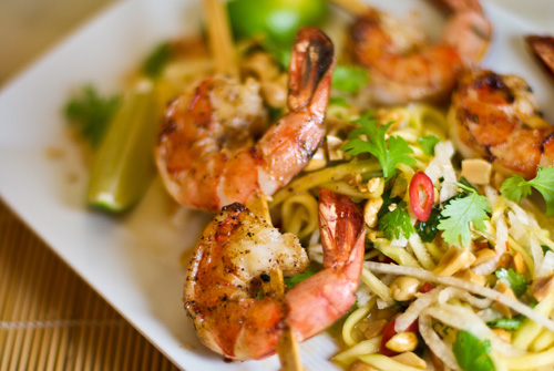 Vietnamese Green Papaya Salad with Grilled Shrimp