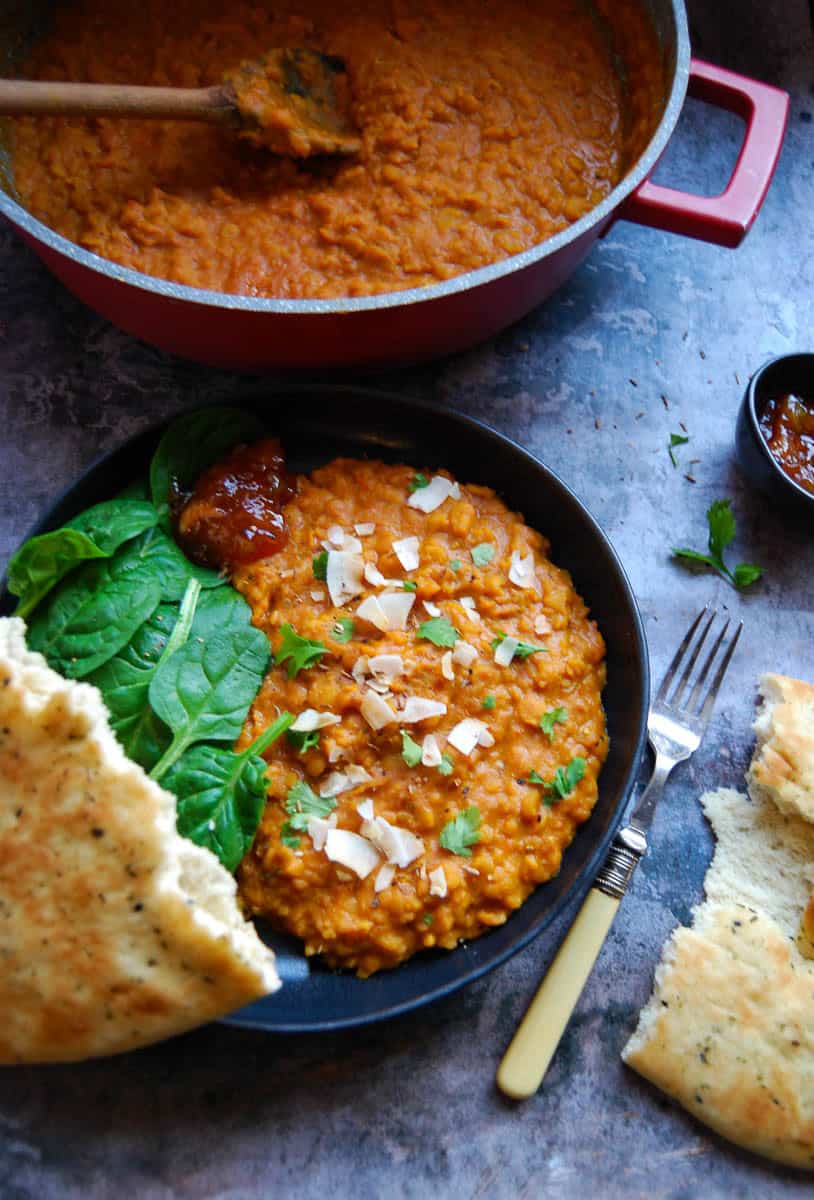 Spiced Lentil Dahl with Coconut and Mustard Seeds