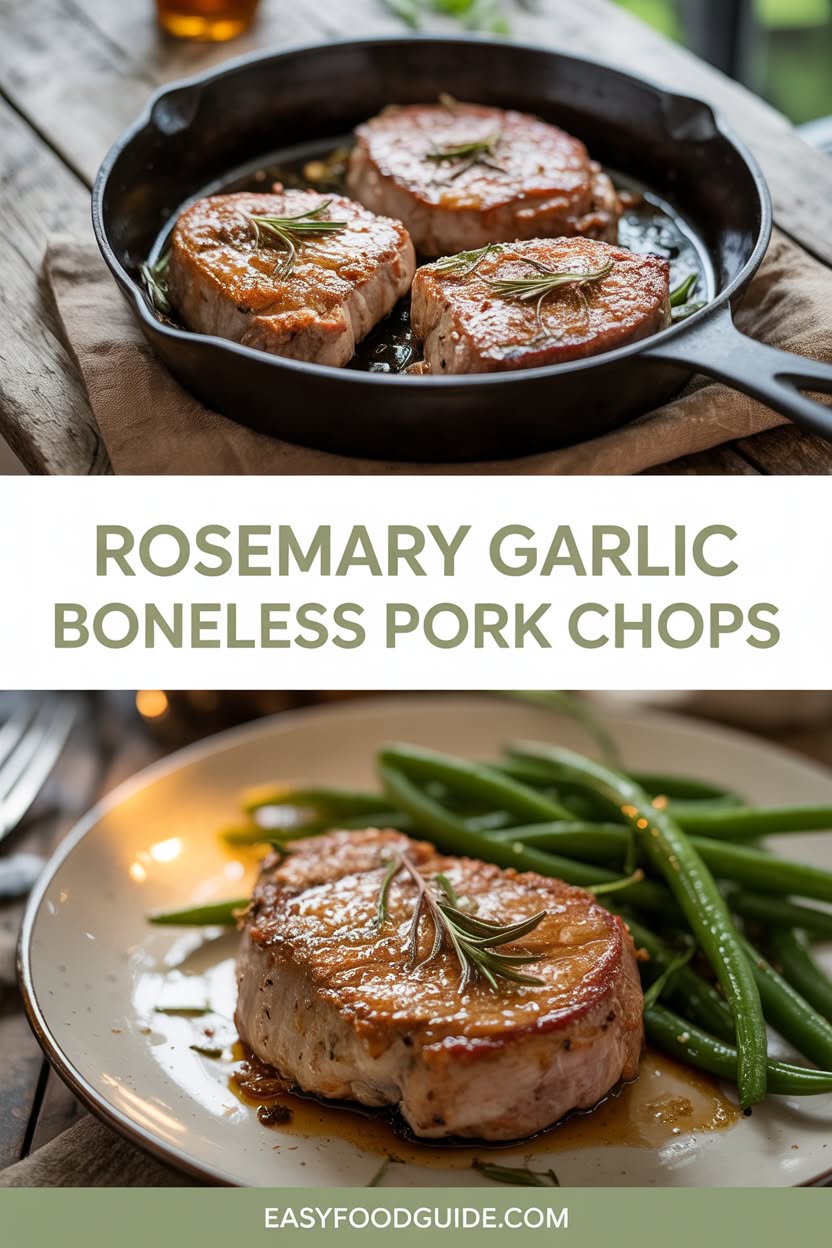 Pan-Roasted Pork Chops with Rosemary Garlic Jus