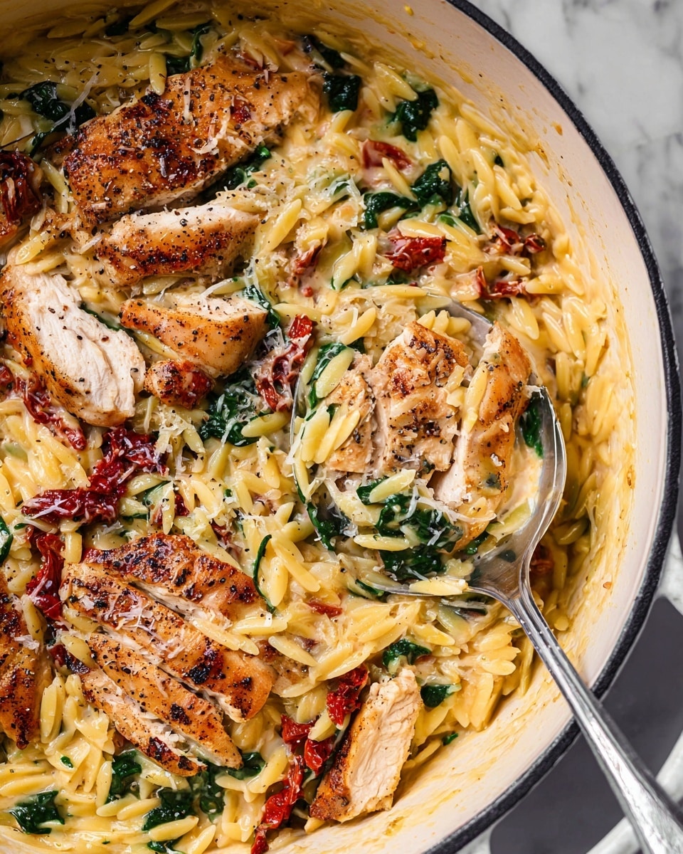 Stovetop Chicken and Spinach Orzo with Sun-Dried Tomatoes