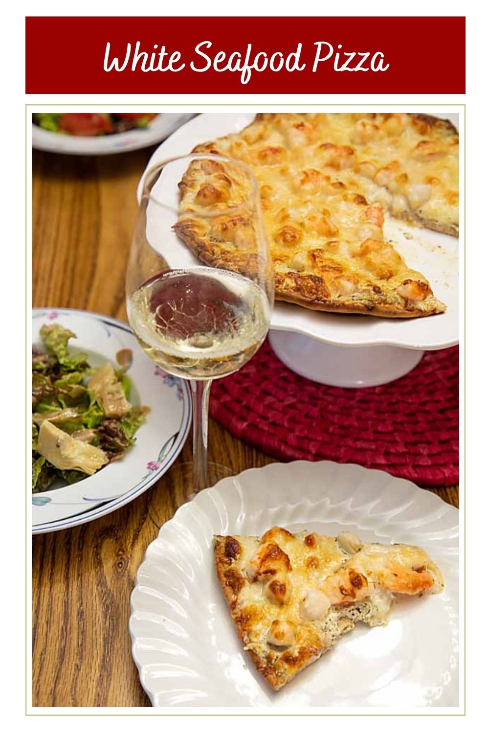 Stone Oven Roasted Seafood and Garlic White Sauce Pizza