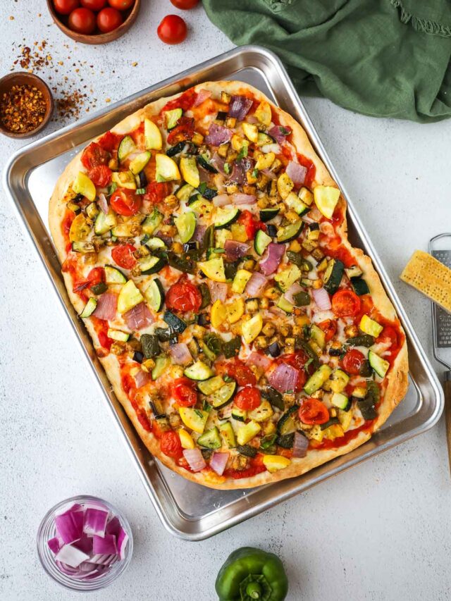 Thin-Crust Vegan Pesto and Roasted Vegetable Pizza