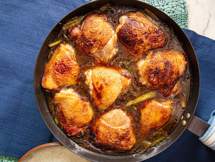 Ginger-Soy Braised Chicken Thighs with Scallions