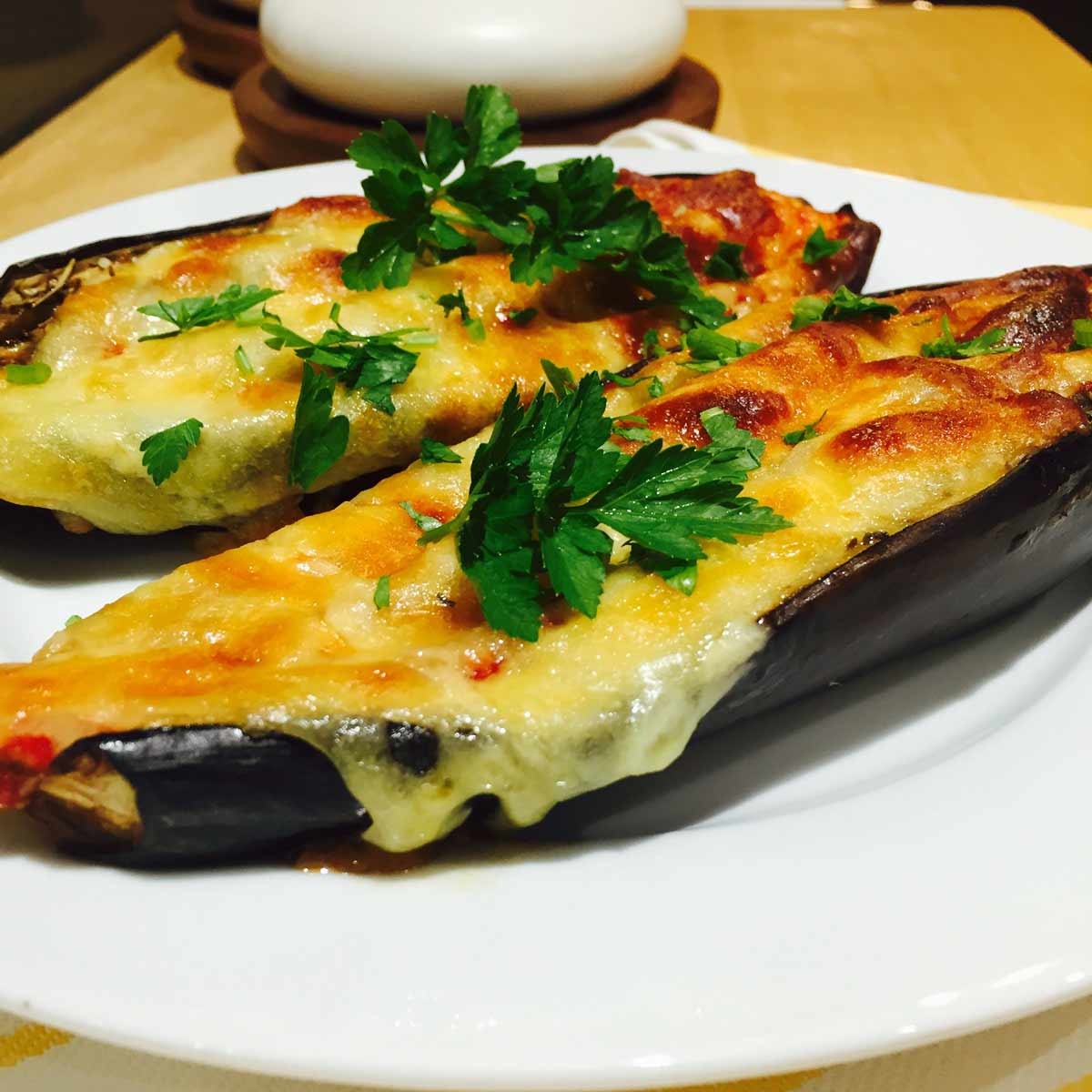 Layered Aubergine and Tomato Gratin with Béchamel Sauce