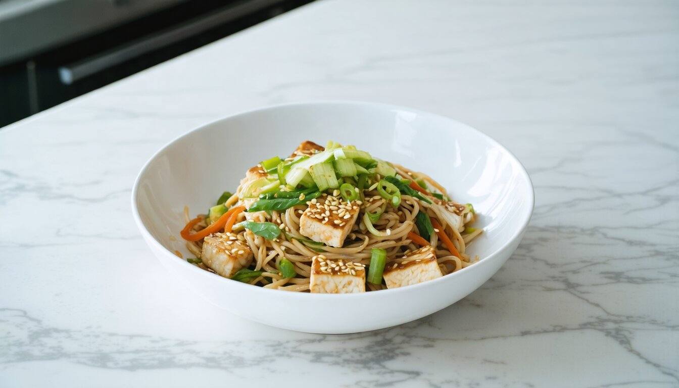 Sesame-Ginger Soba Noodles with Tofu and Scallions