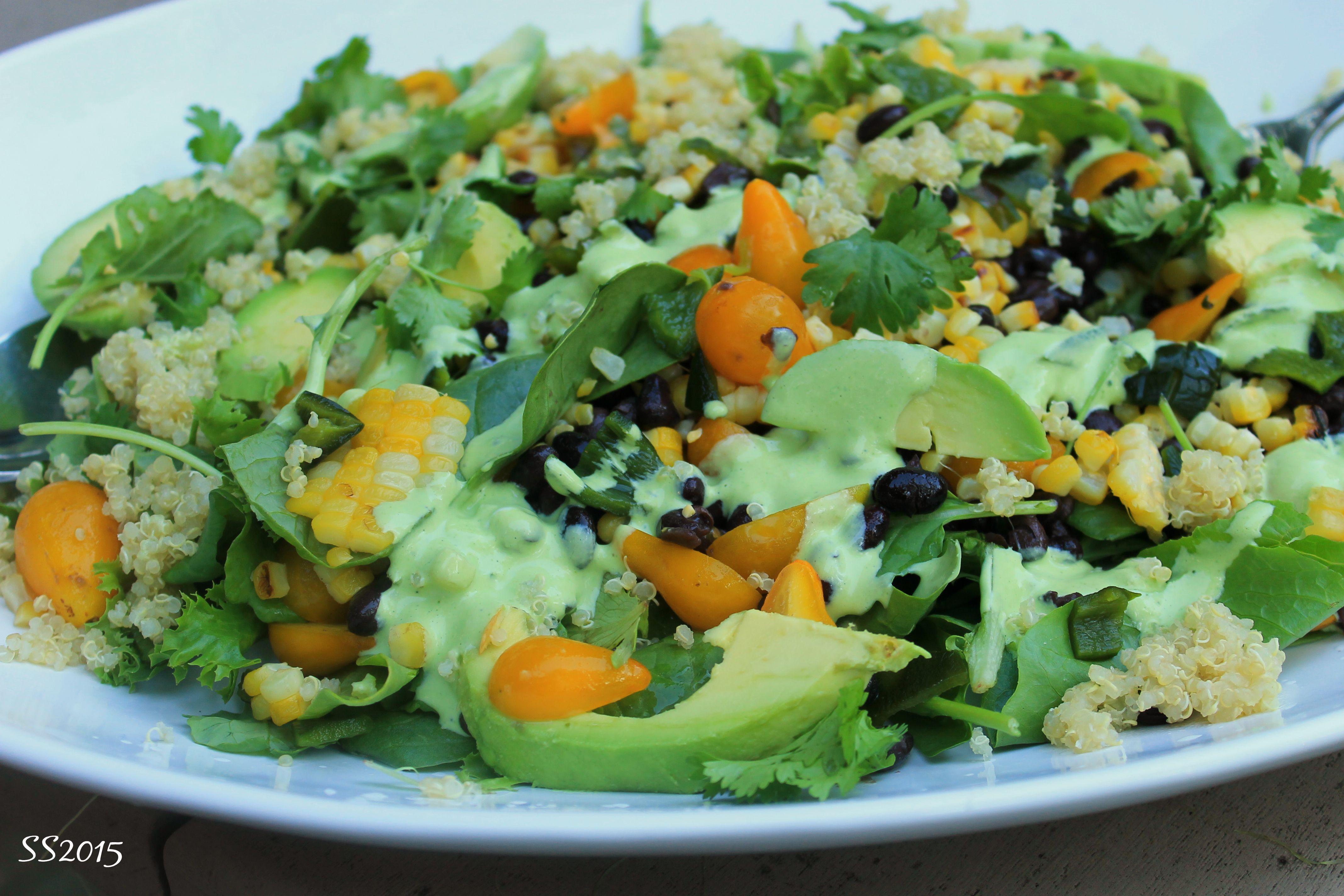 Warm Black Bean and Corn Salad with Cilantro Lime Dressing